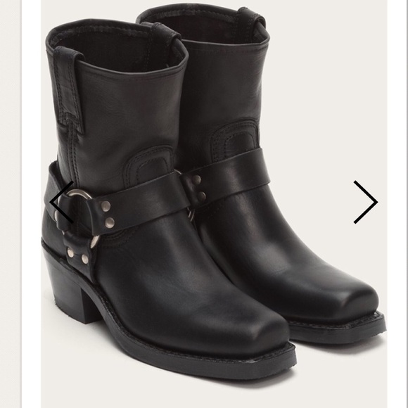 Frye Shoes - Frye Lil Harness Black Leather Boots
